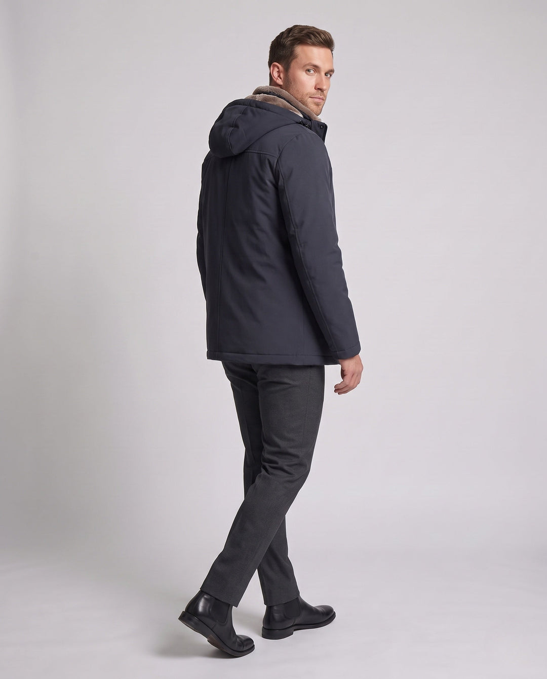 Herr Vinter Parka med Faux Fur Krage