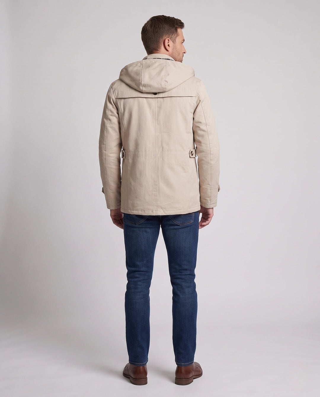 Herr Elegant Vinter Jacka med Uttagbar Huva