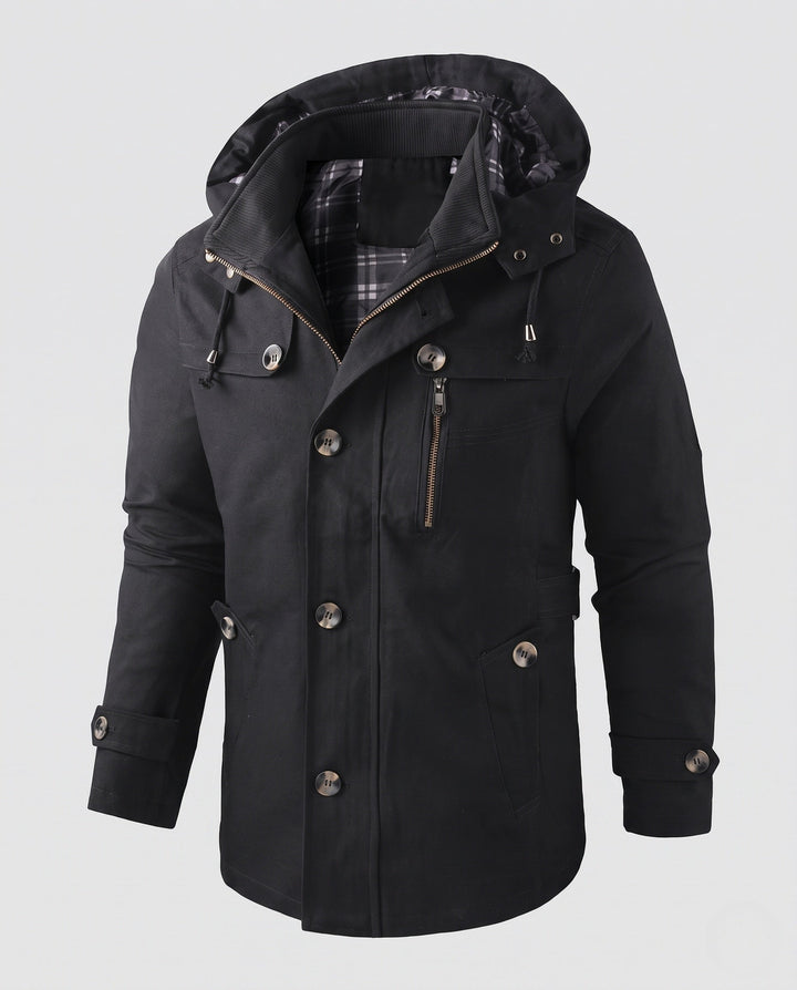 Herr Elegant Vinter Jacka med Uttagbar Huva