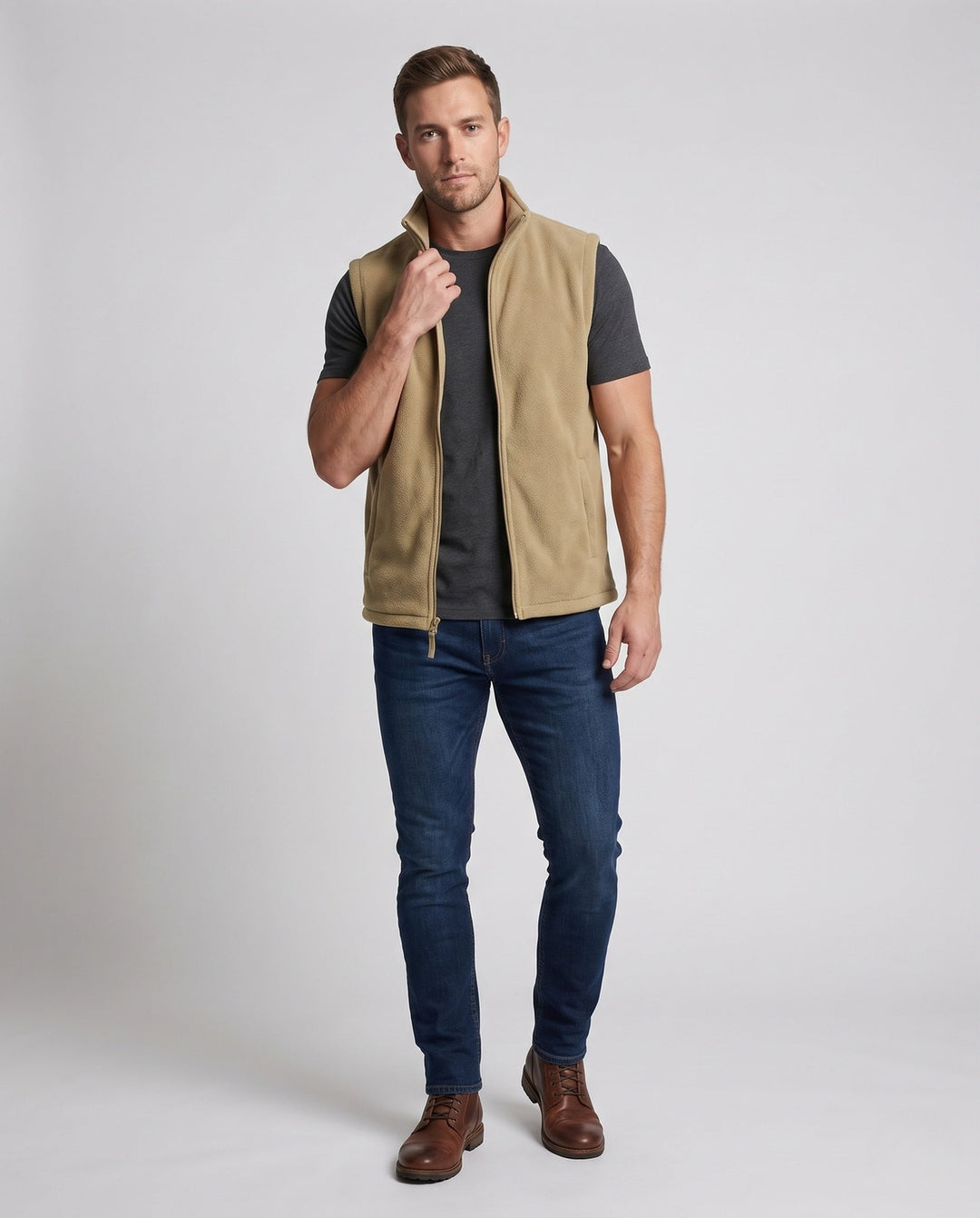 Herr Multifunctional Fleece Väst med Fickor