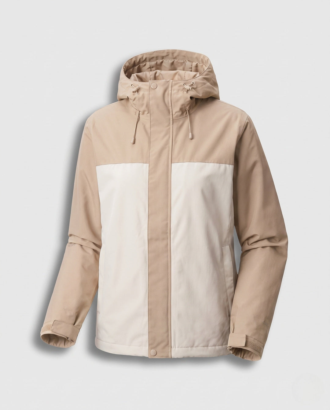 Dam vadderad jacka med huva och faux fur trim