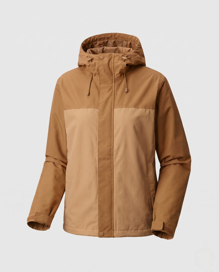 Dam vadderad jacka med huva och faux fur trim