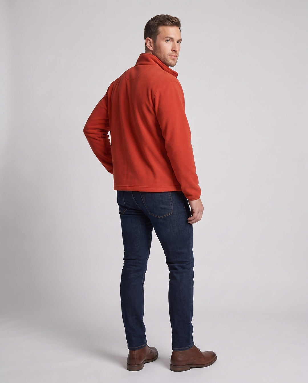 Herr Fleece Jacka med Stående Krage
