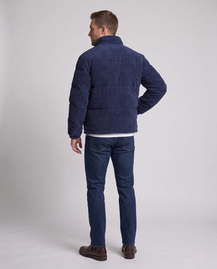 Herr Quiltad Manchester Fleece Övergångs Jacka med Termisk Foder, Hög Ståkrage och Dragsko