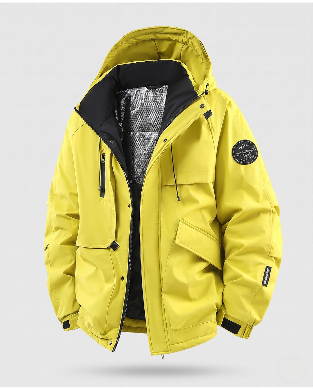 Herr Insulated Utility Parkajacka med Huva, Vattenavvisande Skal och Flera Fickor