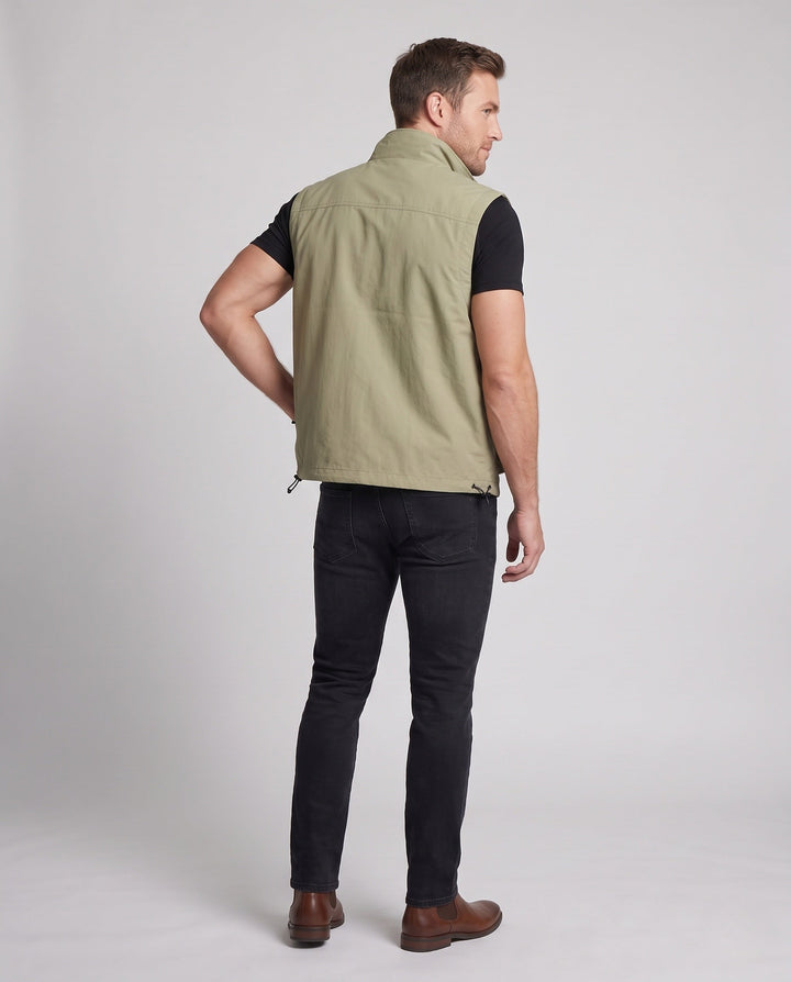 Herr Multifunctional Utility Väst med Multi-Pockets och Stående Krage