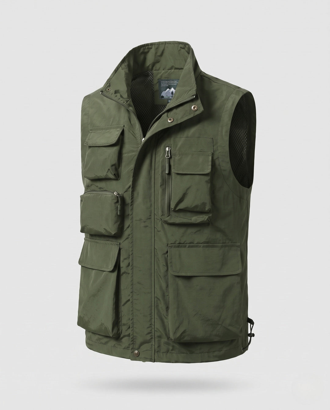 Herr Multifunctional Utility Väst med Multi-Pockets och Stående Krage