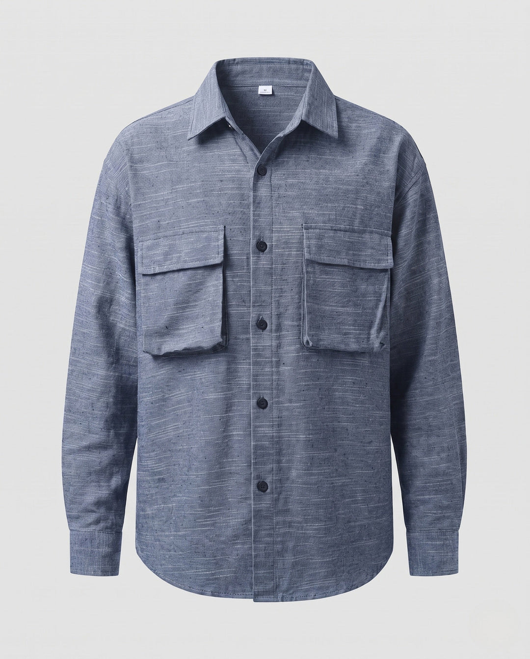 Herröverskjorta Jacka i Utility Look med Patch Bröstfickor och Lös Passform
