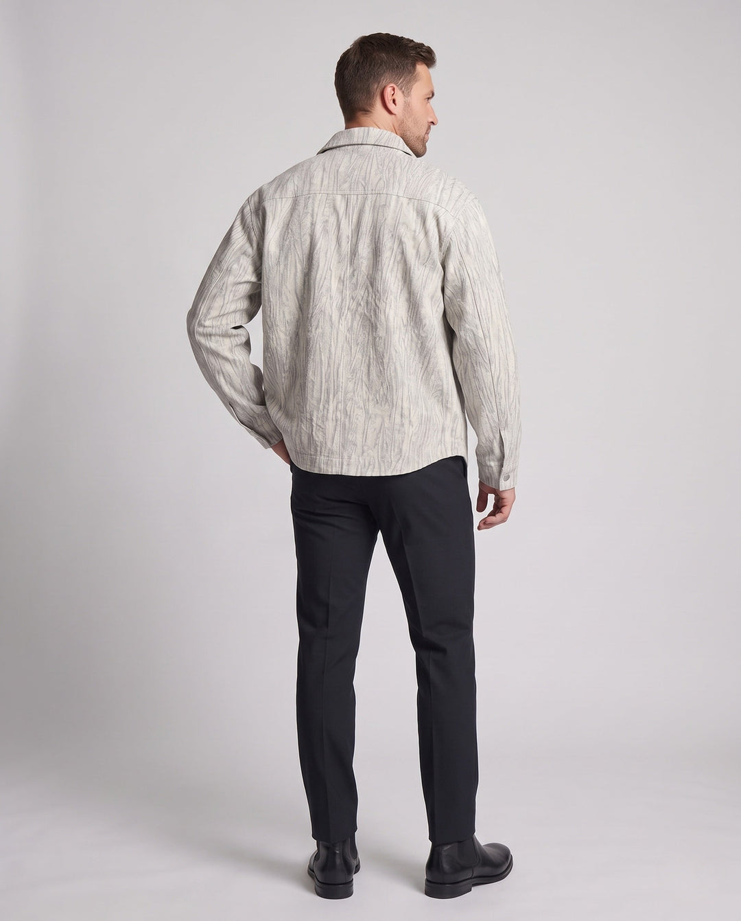 Herr Oversized Övergångs Jacka med Snap Knäppning och Texturerad Surface