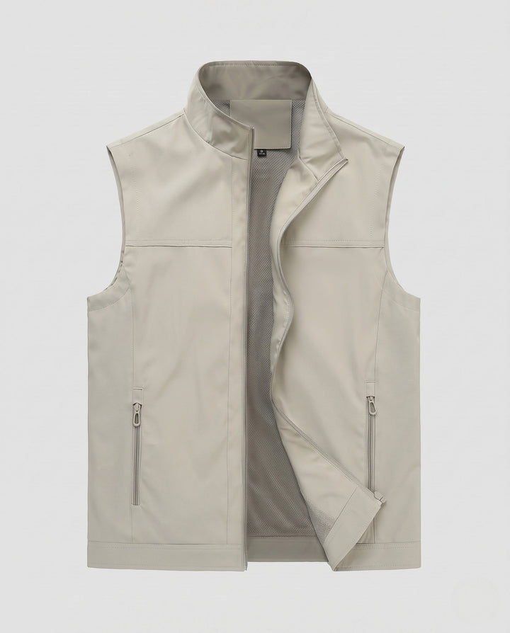 Herr Softshell Väst med Vindskyddande Skal, Mesh Foder och Säker Zip Fickor