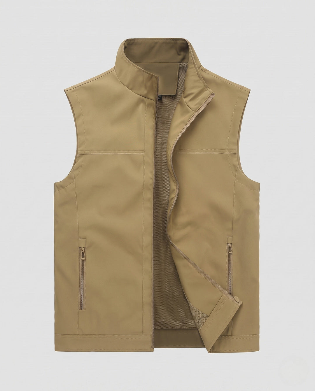 Herr Softshell Väst med Vindskyddande Skal, Mesh Foder och Säker Zip Fickor