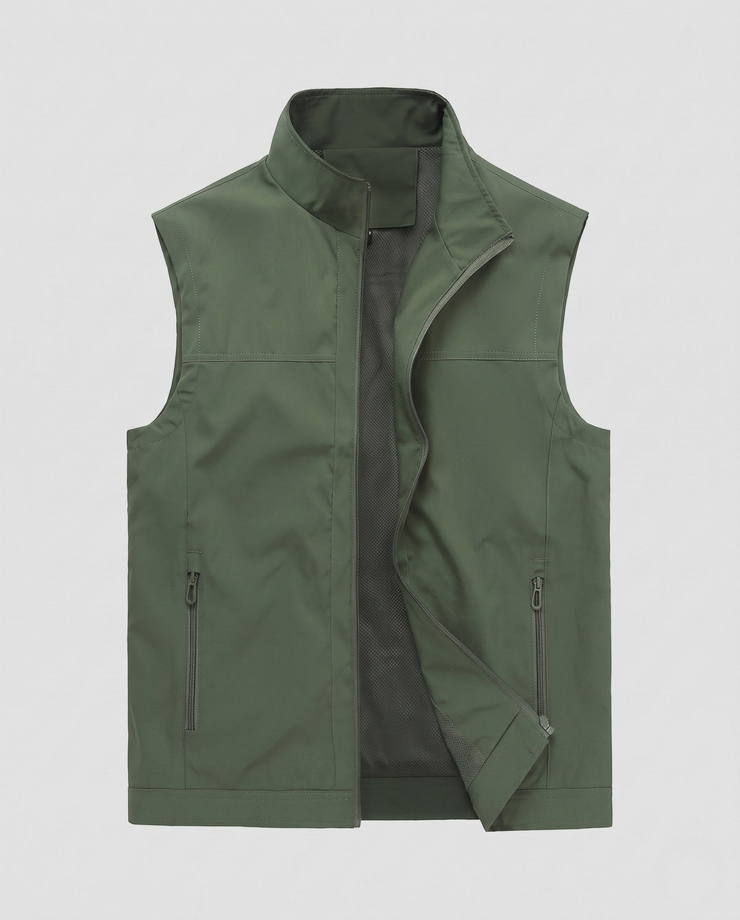 Herr Softshell Väst med Vindskyddande Skal, Mesh Foder och Säker Zip Fickor