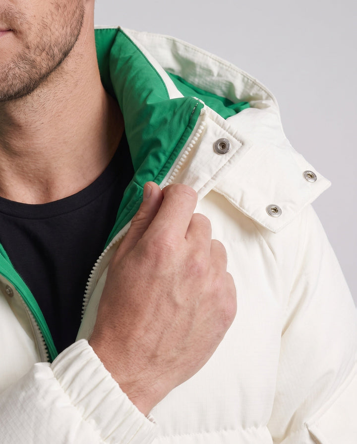 Herr Quiltad Parka med Huva, Utility Fickor och Kontrast Foder