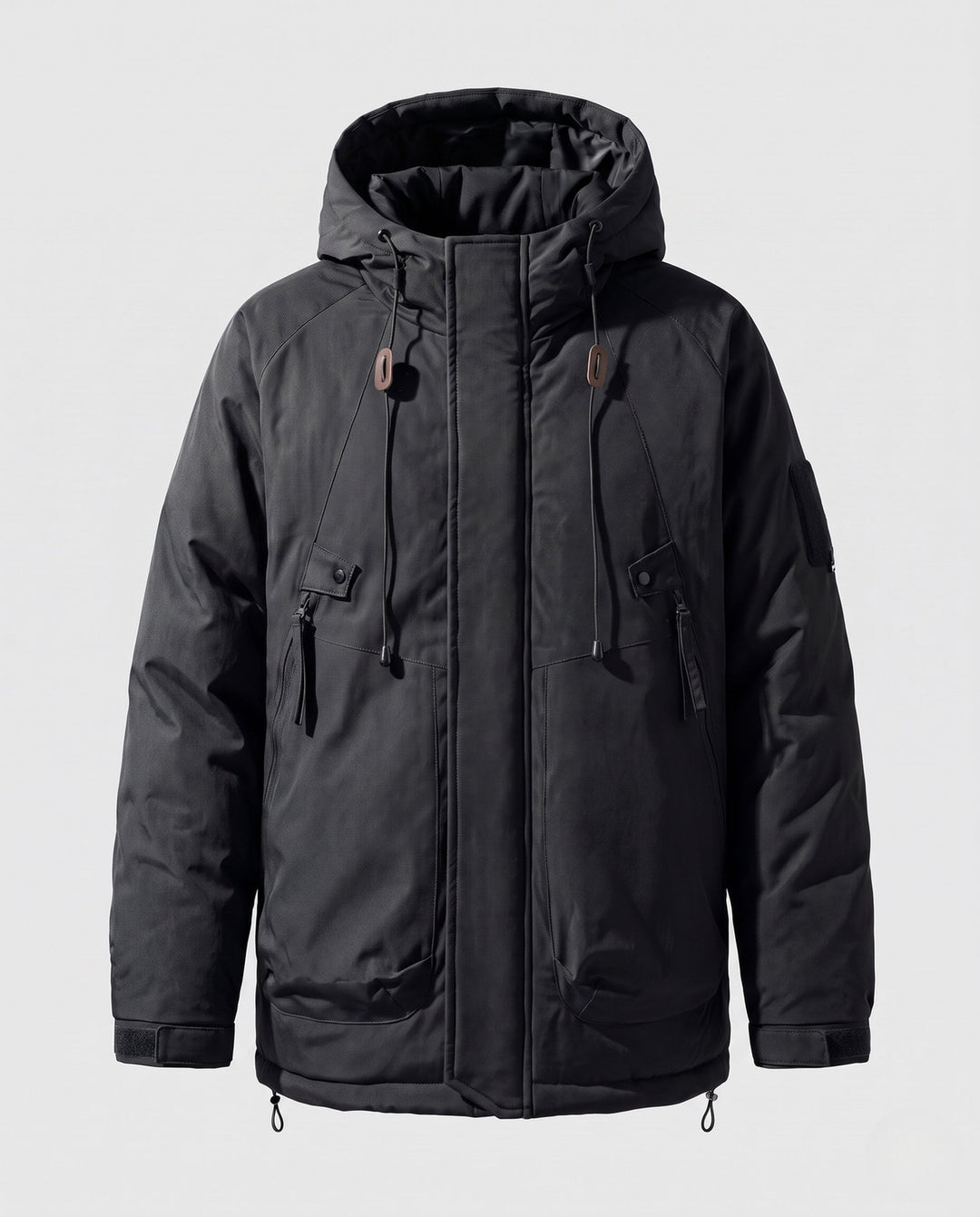 Herr teknisk med huva parka med Förlängd Rygg, Värmande Quilting &amp; flerafunktionella fickor