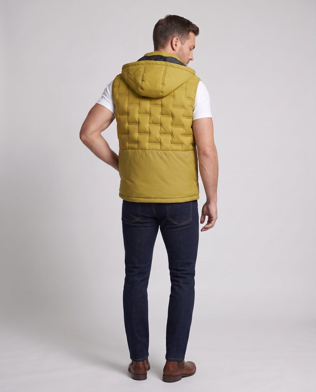 Herr Ultra-Light Quiltad Termisk Väst med Huva, Packable Egenskap och Wind-Resistant Surface