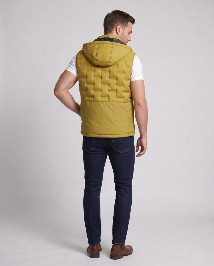 Herr Ultra-Light Quiltad Termisk Väst med Huva, Packable Egenskap och Wind-Resistant Surface