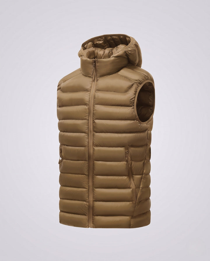 Herr Ultra-Light Quiltad Termisk Väst med Huva, Packable Egenskap och Wind-Resistant Surface