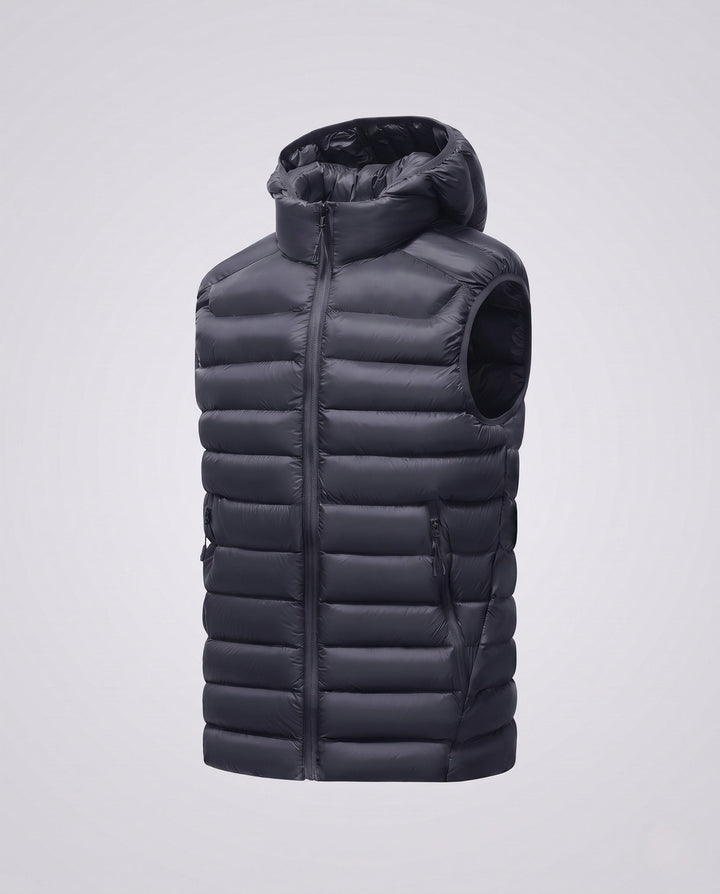 Herr Ultra-Light Quiltad Termisk Väst med Huva, Packable Egenskap och Wind-Resistant Surface