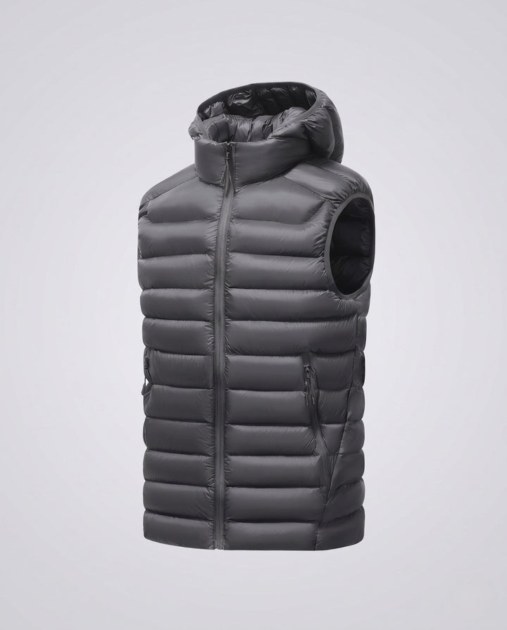 Herr Ultra-Light Quiltad Termisk Väst med Huva, Packable Egenskap och Wind-Resistant Surface