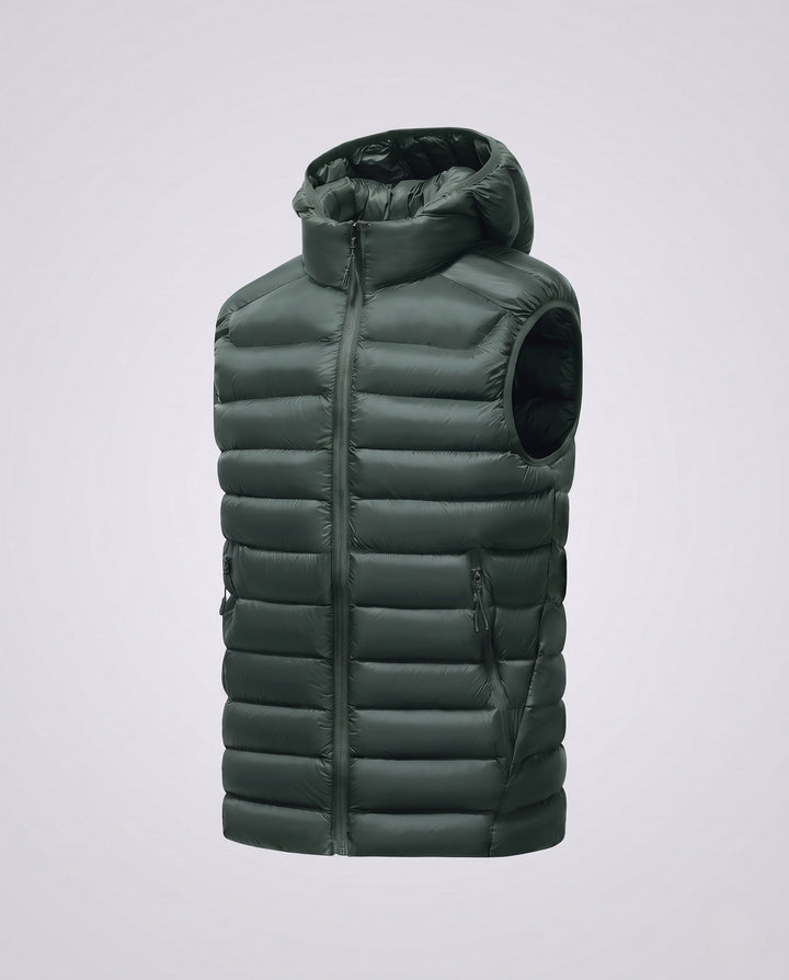 Herr Ultra-Light Quiltad Termisk Väst med Huva, Packable Egenskap och Wind-Resistant Surface