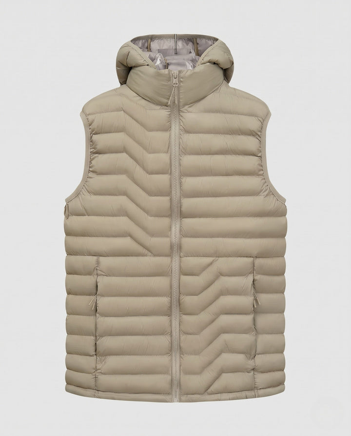 Herr Ultra-Light Quiltad Termisk Väst med Huva, Packable Egenskap och Wind-Resistant Surface