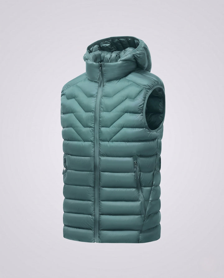 Herr Ultra-Light Quiltad Termisk Väst med Huva, Packable Egenskap och Wind-Resistant Surface