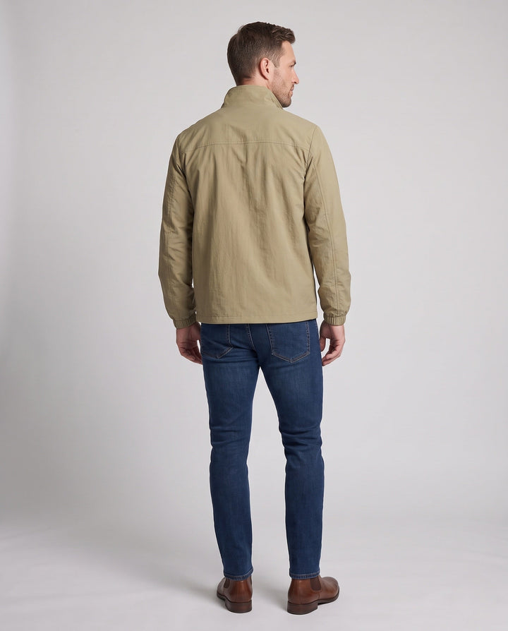 Herr Ultralight Utility Fältjacka med Stående Krage, Bröst Dragkedja och Elastisk Muddar