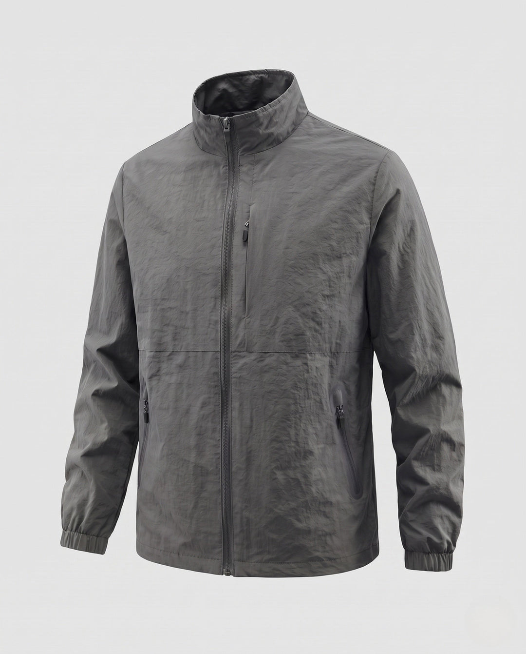 Herr Ultralight Utility Fältjacka med Stående Krage, Bröst Dragkedja och Elastisk Muddar