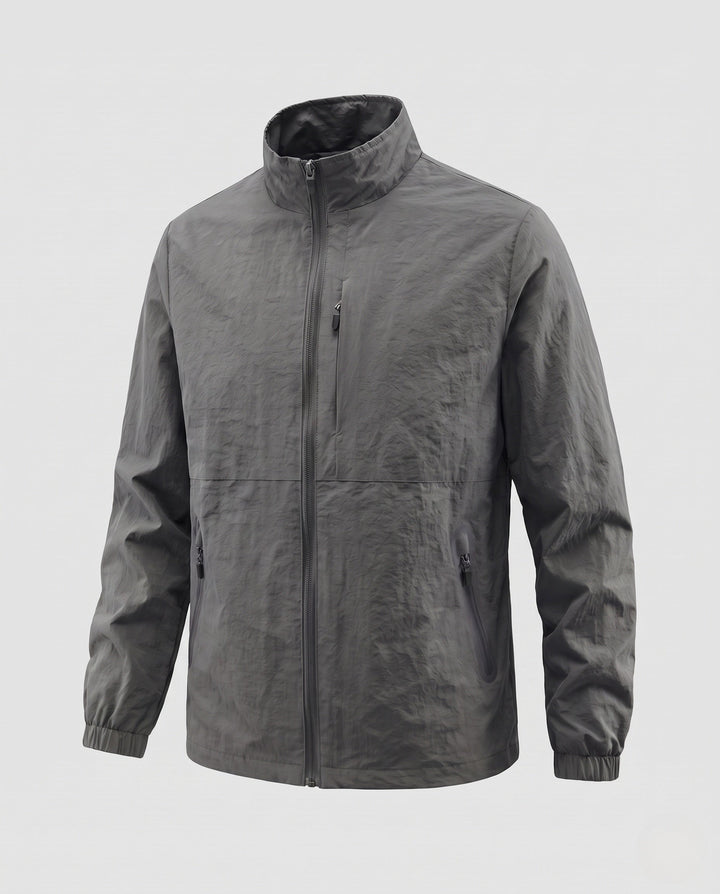 Herr Ultralight Utility Fältjacka med Stående Krage, Bröst Dragkedja och Elastisk Muddar