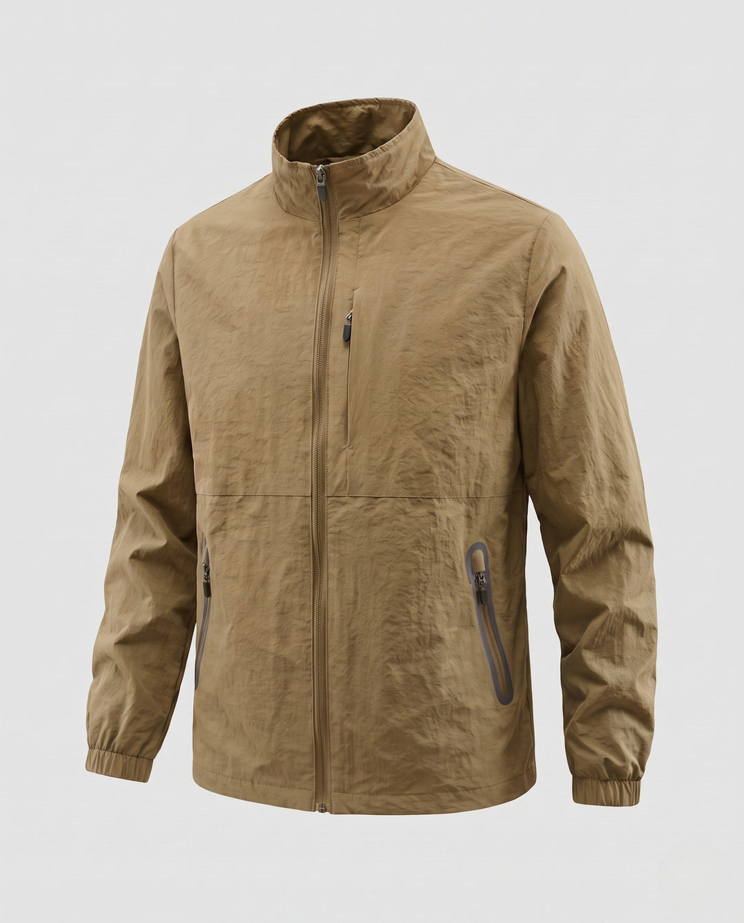 Herr Ultralight Utility Fältjacka med Stående Krage, Bröst Dragkedja och Elastisk Muddar