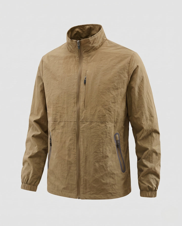 Herr Ultralight Utility Fältjacka med Stående Krage, Bröst Dragkedja och Elastisk Muddar