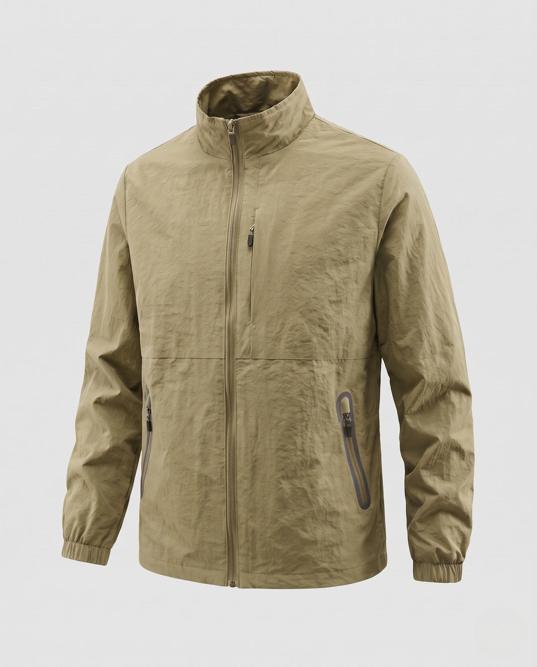 Herr Ultralight Utility Fältjacka med Stående Krage, Bröst Dragkedja och Elastisk Muddar