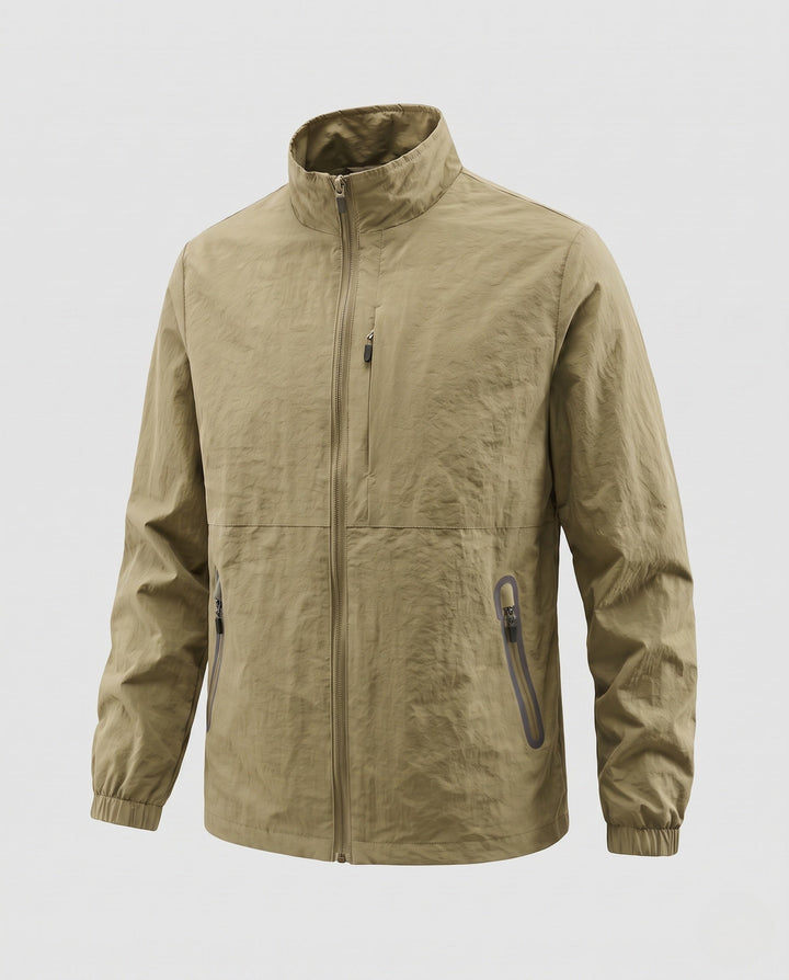 Herr Ultralight Utility Fältjacka med Stående Krage, Bröst Dragkedja och Elastisk Muddar