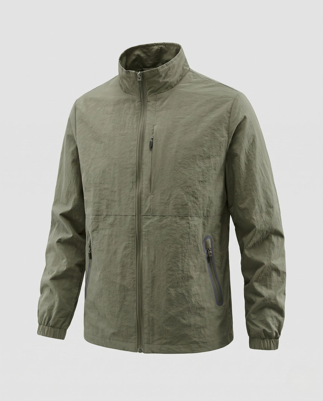 Herr Ultralight Utility Fältjacka med Stående Krage, Bröst Dragkedja och Elastisk Muddar