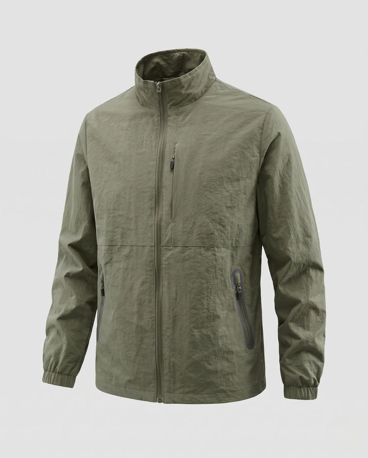 Herr Ultralight Utility Fältjacka med Stående Krage, Bröst Dragkedja och Elastisk Muddar