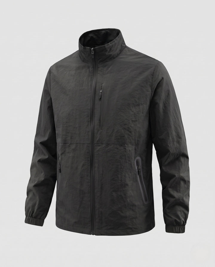 Herr Ultralight Utility Fältjacka med Stående Krage, Bröst Dragkedja och Elastisk Muddar