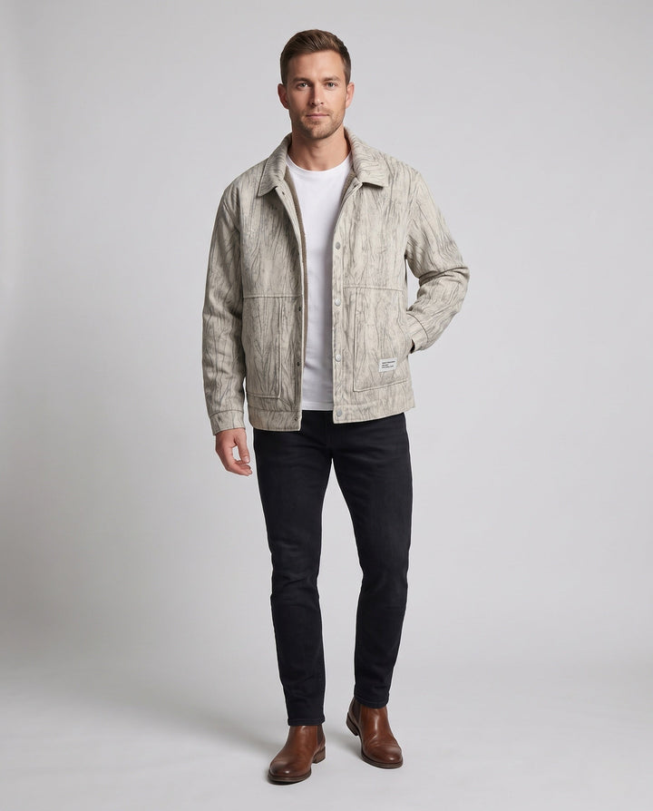 Herr Vintage-Look Manchester Skjorta med Sherpa Foder och Utanpåfickor