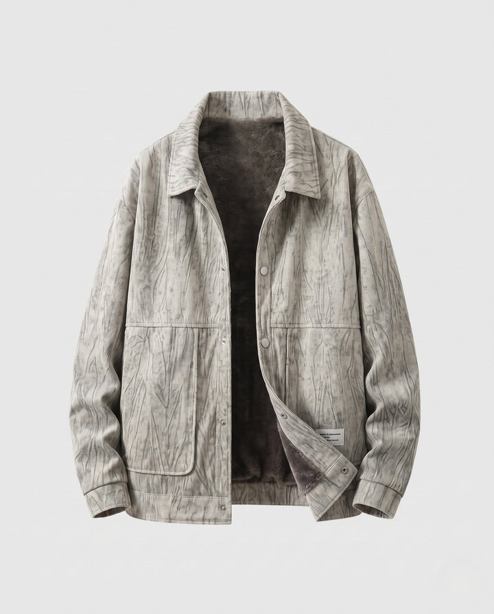 Herr Vintage-Look Manchester Skjorta med Sherpa Foder och Utanpåfickor
