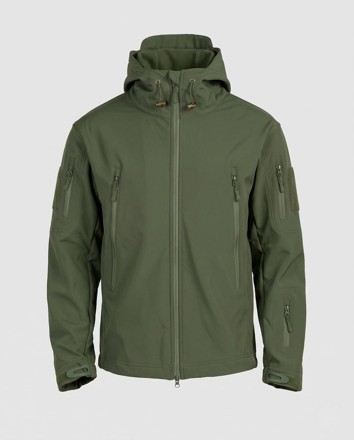 Herr Vattentät Softshell Tactical Jacka med Huva och Welded Dragkedjor