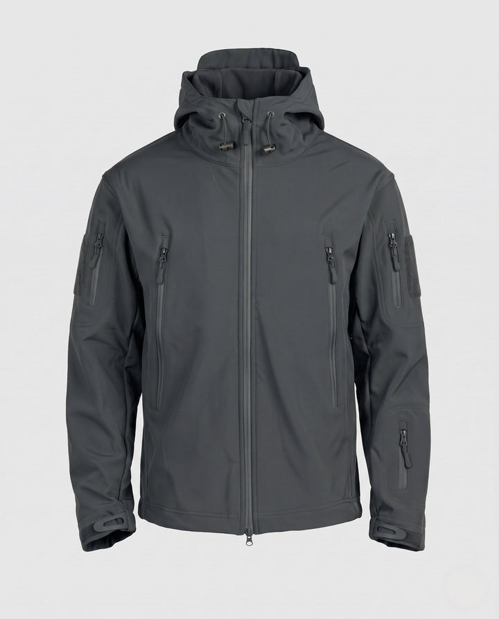Herr Vattentät Softshell Tactical Jacka med Huva och Welded Dragkedjor