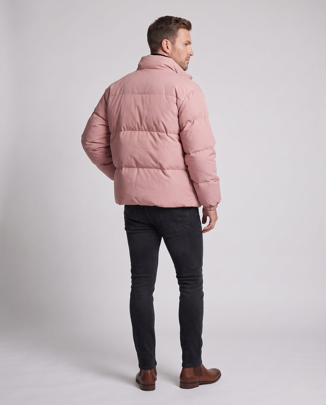 Herr Vadderad Avslappnad Quiltad Jacka med Hög Krage, Vind och Water Resistant Skal