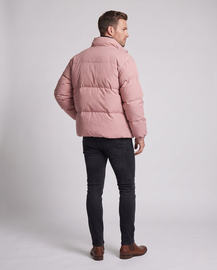 Herr Vadderad Avslappnad Quiltad Jacka med Hög Krage, Vind och Water Resistant Skal