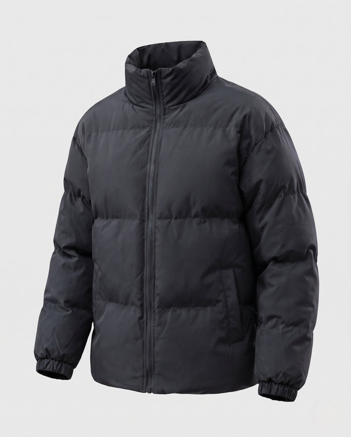 Herr Vadderad Avslappnad Quiltad Jacka med Hög Krage, Vind och Water Resistant Skal