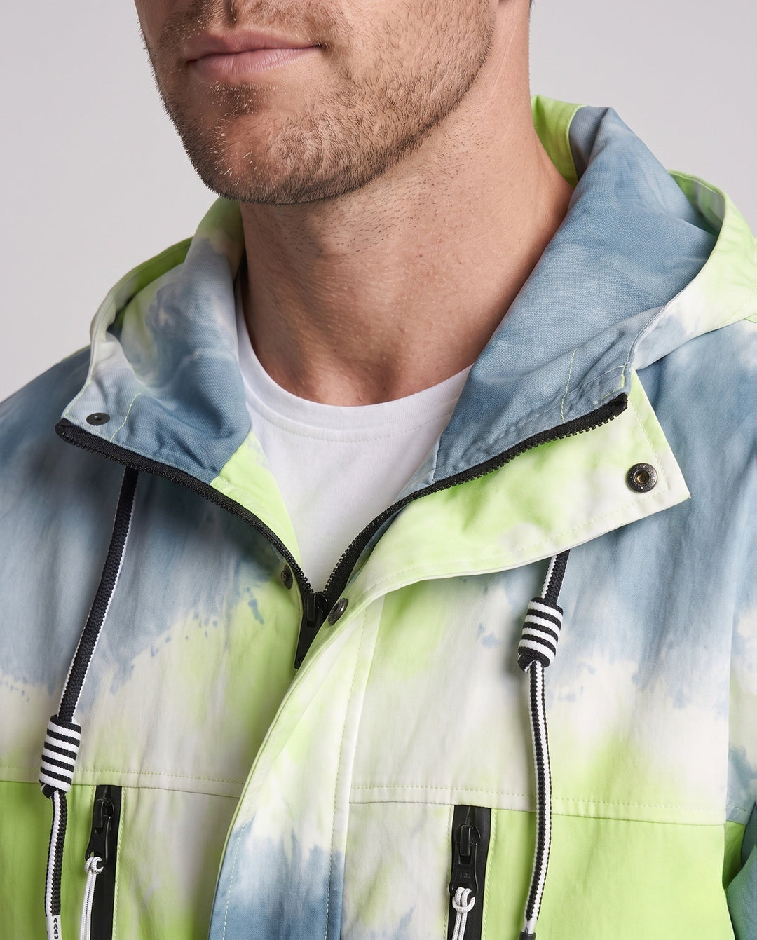 Unisex Leichte Kapuzen-Utility-Übergangsjacke mit Farbverlauf, Reißverschluss &amp; Mehrfach-Taschen