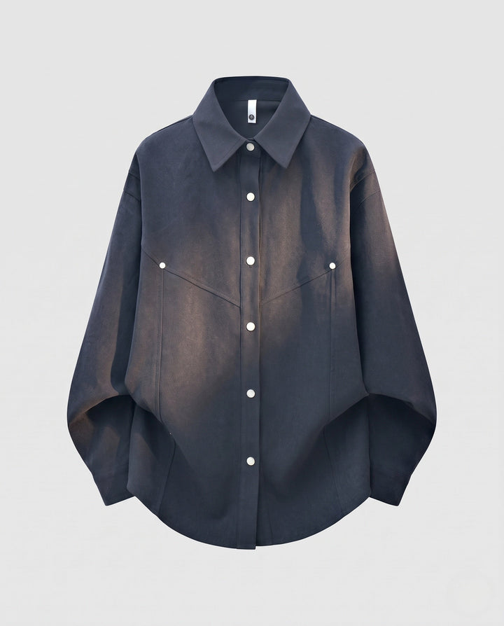 Unisex oversize Hemdjacke im Boxy‑Schnitt mit Druckknopfleiste &amp; minimalistischem Workwear‑design