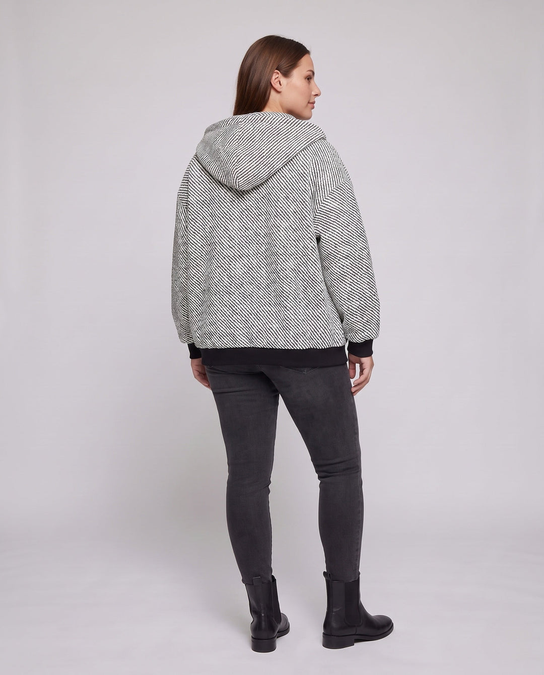 Unisex oversize teddy-fleece-Kapuzenjacke mit durchgehendem Reißverschluss und aufgesetzten Eingrifftaschen