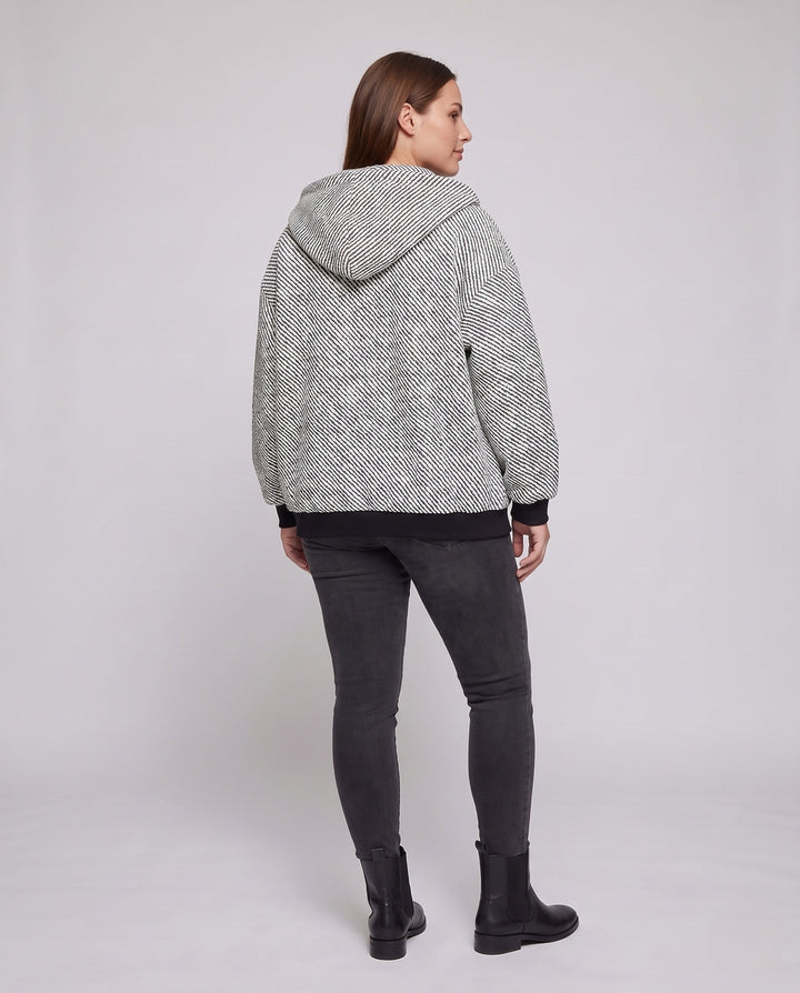 Unisex oversize teddy-fleece-Kapuzenjacke mit durchgehendem Reißverschluss und aufgesetzten Eingrifftaschen