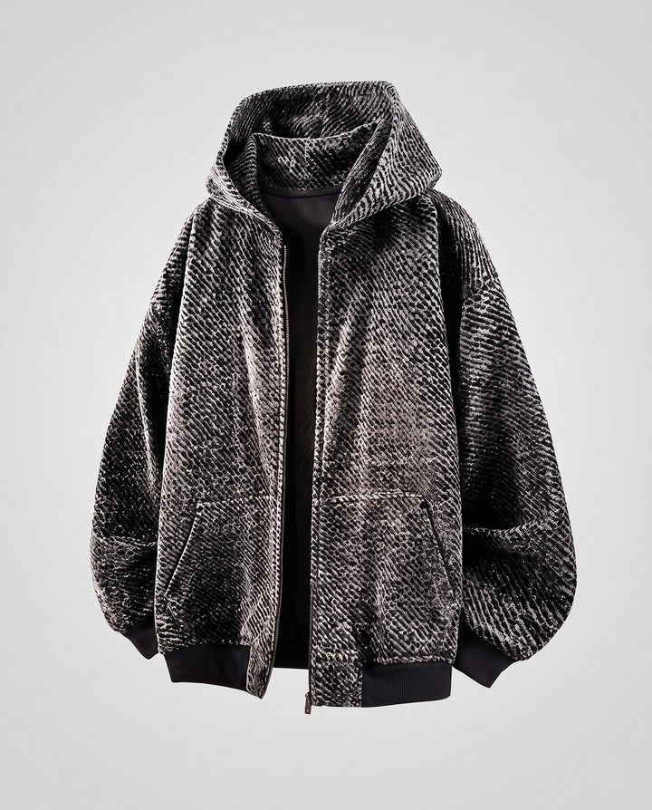Unisex oversize teddy-fleece-Kapuzenjacke mit durchgehendem Reißverschluss und aufgesetzten Eingrifftaschen