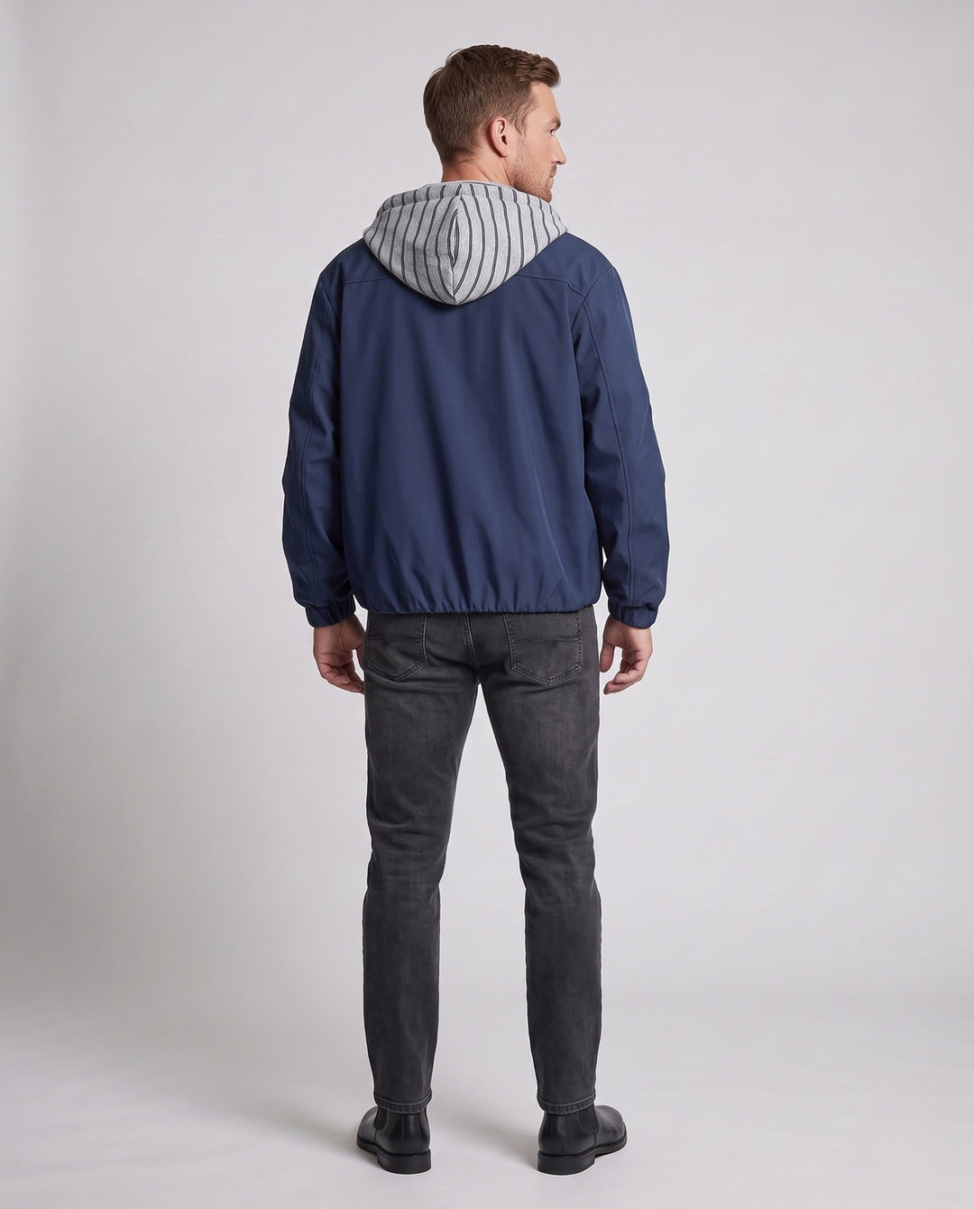 Unisex oversize-Windjacke mit gestreifter Kapuzenblende, Mesh-Einsätzen &amp; Tunnelzug