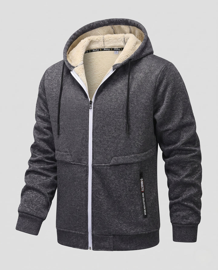 Herr Cozy Fleece Jacka med Huva